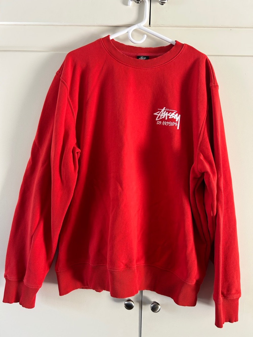 Stussy Red Crewneck with White Chest Logo